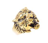 rongweiwang Gothic Tribal Biker Band Polished Tiger Head Ring Vintage Style Stunning Decorative Jewelry Match Well With Other Jewelry Designed For Personal Wearing Or To Be Gift For
