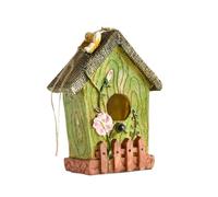 rongweiwang Hanging Bird House Rustic Charm Creating Beautiful Garden Spaces While Providing Shelter To Birds Rustic Country Cottage Shape Outdoor Bird House Shelter Patio Yard Decor, Green