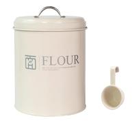 rongweiwang Large Capacity Baking Flour Storag Bucket With Spoon Easy Scooping Flour Dirt Neater Kitchen Experience Baking Storag Bucket Sealed Storage Jar Can, Milk White, 24x18cm