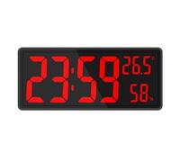 rongweiwang Large LED Digital Wall Clock with Indoor Temperature Stylish and Modern, Red