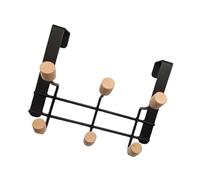 rongweiwang Metal Without Punching Multi Hook Iron Door Back Hook Fully Utilizing Vertical Space Ready To Pend And Coat And Hat Hook , black , Six beads