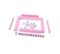 rongweiwang Mini Mah Jong Portable Game Set 144 Classic Mahjong Tiles Traditional Chinese Version Family Friends Gathering Fun Mini Mahjong Chinese Game Set Travel Size, Pink, 26x18x12mm