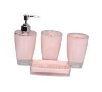 rongweiwang Mouthwash Cup Soap Dish Premium Countertop with Soap Dispenser Bathroom Accessories Set Including 1 Lotion Bottle Dispenser Bathroom Accessories Set Acrylic