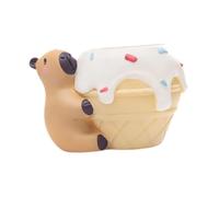 rongweiwang Resin Flower Planter Creative Small Capybara Flower Pot Gift For Home And Office Storage Container Gift Home Kitchen Is Sturdy Animal Flowerpot With Drainage Hole Shelf , Eat Ice Cream