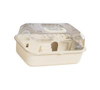 rongweiwang Small Animal Cage With Handles Ensuring Spacious Living And Ventilation For Hamsters And Other Small Pets Ventilation Exercise Playing House Pet Carrier, Rice White, 37x25x18cm