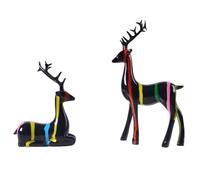 rongweiwang Spread Joy Holiday Season With 2 Pairs Of Colorful Deer Christmas Reindeer Decor Made Of Synthetic Resin. Environmentally Friendly With Bright Colors Not Fade, BS8122