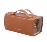 rongweiwang Stay Stylish and Organized with Leather Waterproof Cosmetic Bag Portable 4-in-1 Foldable Cosmetic Bag for Women Large, B