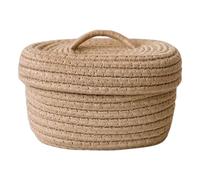 rongweiwang Stylish and Space-Saving Storage Box with Lid Versatile and Convenient Durable Polyester Woven Oval Storage Box with Lid, Yellow