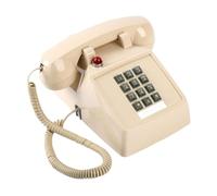 rongweiwang Traditional Corded Analog Desktop Phone Vintage Wired Desk Telephone Large Button Flashing Red Indicator Desk Telephone Large Button With Red Indicator, Beige, 13x22.2x11.5cm