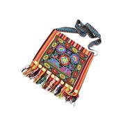 rongweiwang Travel Vocation Leisure Beach Boho Style Bag Featuring Exquisite Embroidered Details Summer Outings And Travel Casual Embroidered Tassel Sling Bag Crossbody, Red, 28.5cm