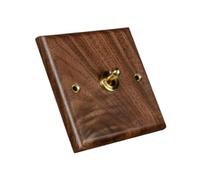 rongweiwang Unique Wooden Lighting Switch Plate With Stylish Brass Lever Switch Adds Aesthetic Value In Office And Home Office Hotel Cafe Restaurant Living Room Kitchen , Single Lever , 86x86mm