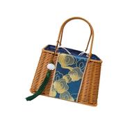 rongweiwang Women Stylish Handwoven Rattan Purse Unique Straw Handbag Picnic Travel Beach Seasonal Summer Day Trips Picnic Handbag Tote Basket Purse Lightweight Women Handwoven Rattan Vintage Beach