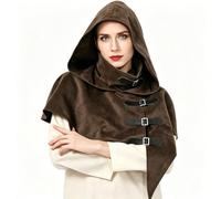 RONGXG Medieval Cowl Hooded Cape with Buckle Short Friar Monk Wizard Cape