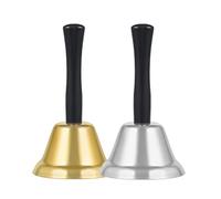 RONGXIANG 2Pcs Metal Hand Bell Christmas Rattle Bell Wood Handle Hand Bell Dinner Tea Hand Bell Call Bell for Kids School Wedding Family Party