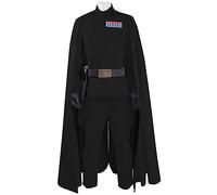 Rongxu Mens Imperial Officer Cosplay Costume Battle Uniform White Cloak Coat Pants Full Set Halloween Outfits US Size (Black Full Set, XXX-Large)