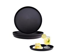 Rongxze 3 Pcs Round Trays, Serving Trays Reusable, Bar Tray, Large Black Round Trays for Kitchen Party Restaurants Waiters, Hotel Coffee (29 cm)