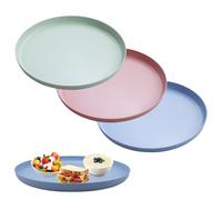 Rongxze 3 Pcs Round Trays, Serving Trays Reusable, Bar Tray, Large Round Trays for Kitchen Party Restaurants Waiters, Hotel Coffee (30 cm) Pink, Blue, Green