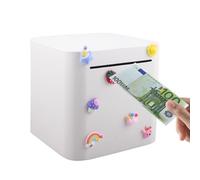Rongxze Piggy Bank for Adults, Stainless Steel Money Saving Box, Must Break to Open, Metal Money Piggy Bank for Cash Savings (15cm), Unbreakable, White