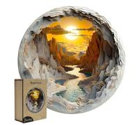 Rongxze Wooden Jigsaw Puzzle for Adults, 34 x 34 cm 300 Pieces, 3D Canyon Sunset, Irregular Unique Pieces Stress Relief Wall Decor Gift