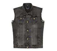 RongYue Denim Vest Jacket for Men Fashion Stretchy Trucker Sleeveless Jean Outerwear, Grey, S