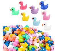 RONGZUBAT 100pcs Mini Ducks, 8 Colors Small Resin Tiny Ducks Little Miniature Plastic Ducks Figurines Duck Bulk for Micro Fairy Garden Landscape DIY Miniature Dollhouse Accessories Hide Crafts Decor