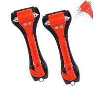 RONGZUBAT 2Pack Emergency Seat Belt Cutter and Window Glass Hammer,Double-Ended Escape Life-Saving Hammer SeatBelt Tool Escape Tools for Car Bus Truck Van Auto Seat Belt Cutter and Window Hammer
