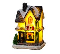 RONGZUBAT Christmas Village Houses Decorations,Christmas Village Battery Operated Mini Christmas Village House Ornaments Buildings Light Up Scene Christmas Decorations,Village Houses Snow Cover