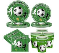 RONGZUBAT Football Party Decorations Party Tableware Set, 68 Pieces, Green Football Party Tableware, for Children, Birthday Decoration, Party Accessories, Paper Plates, Paper Cups, Napkins for Party