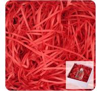 RONGZUBAT RAFFIA 100g Red Shredded Tissue Paper for Gift Boxes, Hampers, Baskets; Biodegradable, Eco-friendly; Ideal for Birthdays, Anniversaries, Christmas, etc.