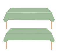 RONGZUBAT Sage Green Plastic Tablecloths 2 Pack, 137 x 274 cm Disposable PE Rectangle Table Covers, Waterproof Wipeable Party Table Cloths for Birthday Wedding Baby Shower Garden Party