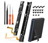 RongZy 1 Pair Left and Right Sliders for Nintendo Switch Slide Rails with Flex Cable Replacement Parts Compatible with Nintendo Switch Console Rail Slider with Tool and Screws
