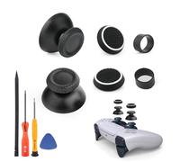 RongZy 2Pack for PS5 Thumbsticks Replacement for Playstation 5 Thumbstick with Thumb Caps with Protective Ring and Tools( Black)
