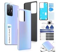 RongZy Back Glass Replacement for Xiaomi 11T / 11T Pro 5G Back Cover Glass Compatible for Xiaomi 11T / 11T Pro 5G Battery Housing Door (Blue)