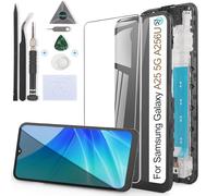 RongZy Display for Samsung Galaxy A25 A256U LCD Touch Screen Internal Digitizer for Samsung Galaxy A25 Replacement Assembly with Tools Kit(Black with Frame)