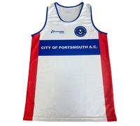 Ronhill Portsmouth Athletic Club Kit Vest Mens | White/Red/Blue - White / XL