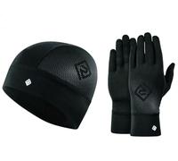 RONHILL Running, Beanie and Glove Set, All Black, S/M