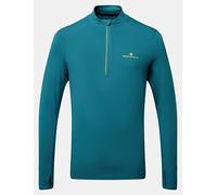 RONHILL Running, Men's Core Thermal 1/2 Zip, Deep Teal/Acid, L