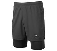Ronhill Running, Men's Core Twin 2in1 Short, All Black with Reflect, Size M
