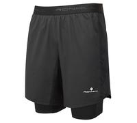Ronhill Running, Men's Tech 7" Twin Short, All Black with Reflect, M