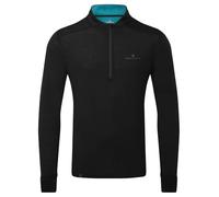 RONHILL Running, Men's Tech Merino 1/2 Zip, Black/Lake, L