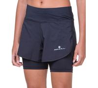 Ronhill Tech 4.Twin Womens Running Shorts Black 2 In 1 4.5 Inch Twin Short Run