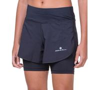 Ronhill Running, Wmn's Tech 4.5" Twin 2in1 Short, All Black, 8