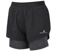 Ronhill Womens Tech Twin Shorts Black/Charcoal Marl 8