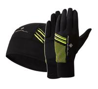 Ronhill Unisex Adult Logo Beanie & Gloves Set / M-L Black/Fluro Yellow CS2228
