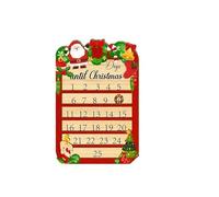 Ronhoyes Christmas Countdown Calendar, Wooden Days Until Christmas Sign, Red and Green Holiday Decor, 30x20cm Rustic Farmhouse Style with Santa Design