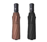 RONIARE 2 Packs Travel Umbrellas for rain Windproof Compact Umbrella Folding Small Strong and Portable Automatic Open and Close - Men and Women (Black + Brown)