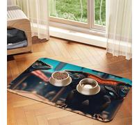 Ronin iguana in a cyberpunk saloon Pet Absorbent Leather Tablecloth 40x60cm with Non-Slip Rubber Base for Cats and Dogs