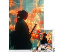 Ronin with Koi Fish Jigsaws 1000 Pieces for Teenagers Stimulate Active Brain And Mind Gentle Relaxing Fun Activity (38X52cm)