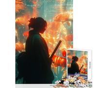 Ronin with Koi Fish Puzzles for Teenagers 1000 Piece Support Memory Strength And Retention Gentle Calm Leisure Activity (38X26cm)