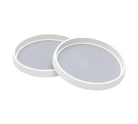 Roninkier Lazy-Susan Rotatable Spice Rack - 2-Pack 25cm Cupboard Organiser Turntable - Condiment Holder for Fridge Pantry Cabinet (White/Gray, 2)